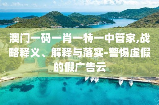澳门一码一肖一特一中管家,战略释义、解释与落实-警惕虚假的假广告云